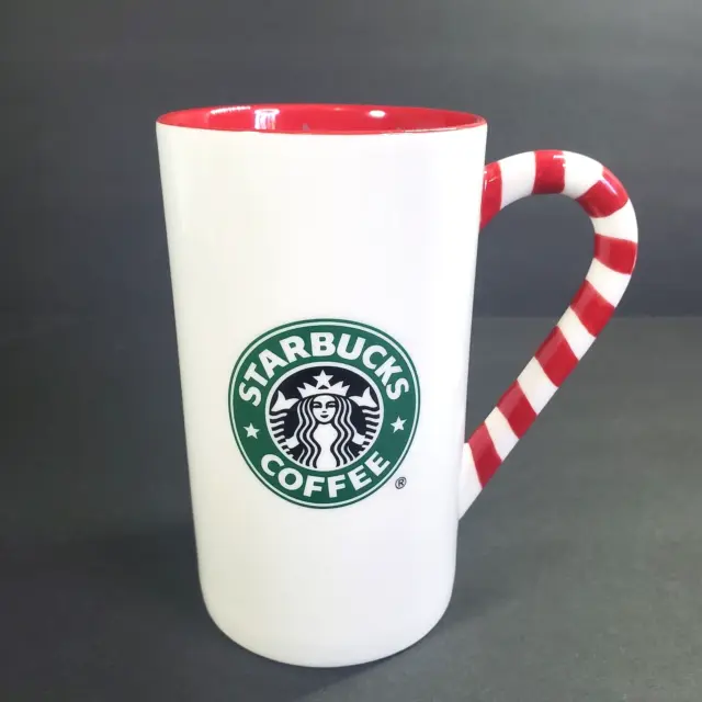 Starbucks Candy Cane Handle Ceramic Coffee Cup Mug 14 oz. Holiday Christmas 2009