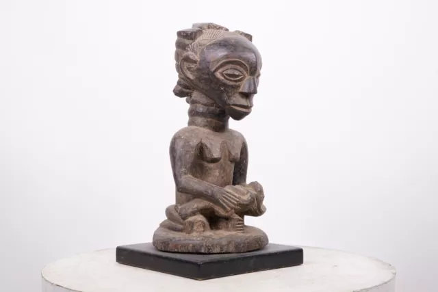 Assis Luba Maternité Figurine 17 " Sur Base - Dr Congo - Africain Tribal Art