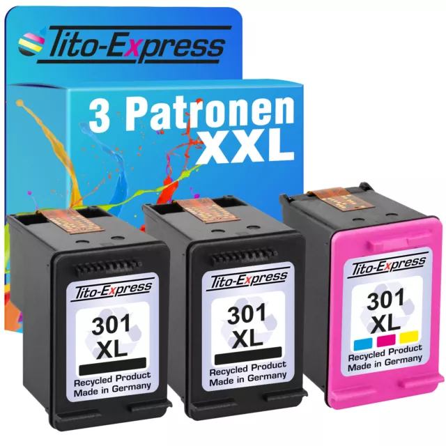 Farbset 3 Druckerpatronen für HP 301 XL Deskjet 1000 1010 1510 2510 2540 3050