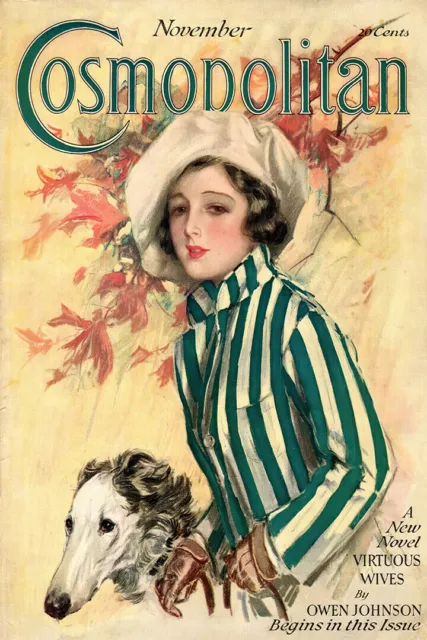 361385 Cosmopolitan Cover Lady Greyhound Dog Retro Art Wall Print Poster AU