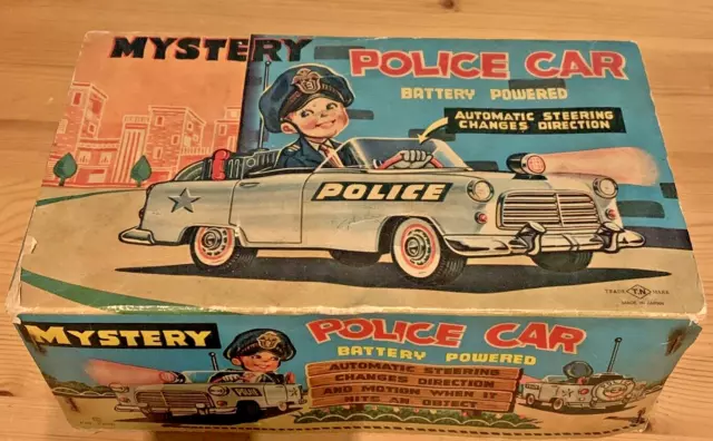 Nomura Weißblech Mystery Polizei Auto batteriebetrieben Made in Japan 1950/60er Jahre 2
