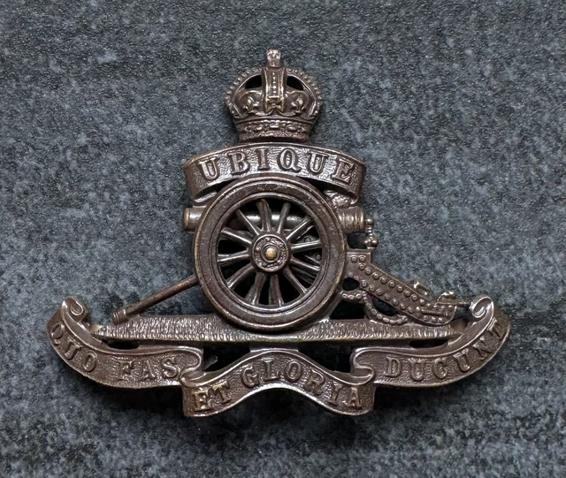 GENUINE KING’S CROWN Royal Artillery Officers Bronze Cap Badge £16.00