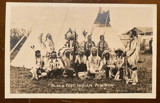 Vintage RPPC Real Photo Postcard Canadian Blackfoot Indian Powwow