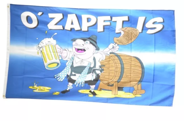 Fahne Oktoberfest O' Zapft is Flagge Wiesn Hissflagge 90x150cm