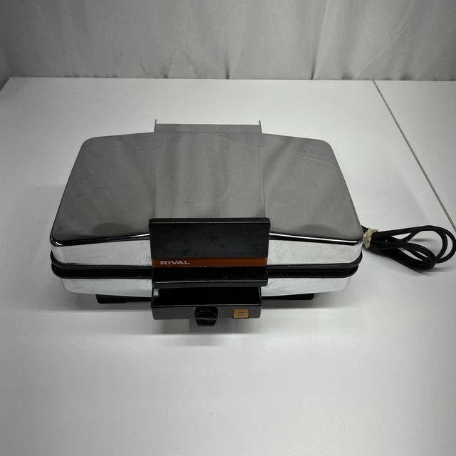 VINTAGE CHROM RIVAL Pizzelle Waffelmaschine mit Wendeplatten 9705 EUR