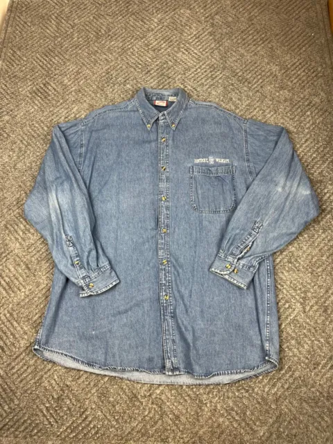 Vintage Kentucky Wildcats Button Up Shirt Adult 2XL Blue Long Sleeve Embroidery