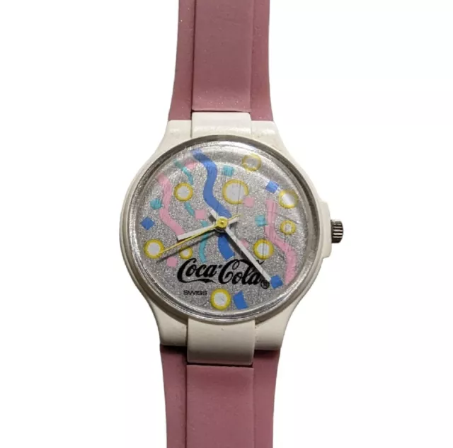 Vintage Coca-Cola Swiss Waterproof Watch Pink 90s