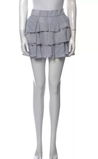 Derek Lam 10 Crosby Women's Gray Elastic Waist Mini Ruffle Skirt Size 0