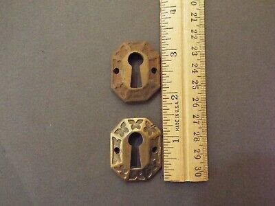 Lot Of 2 Cast Brass Oval Antique Key Hole Covers Free Shipping #35