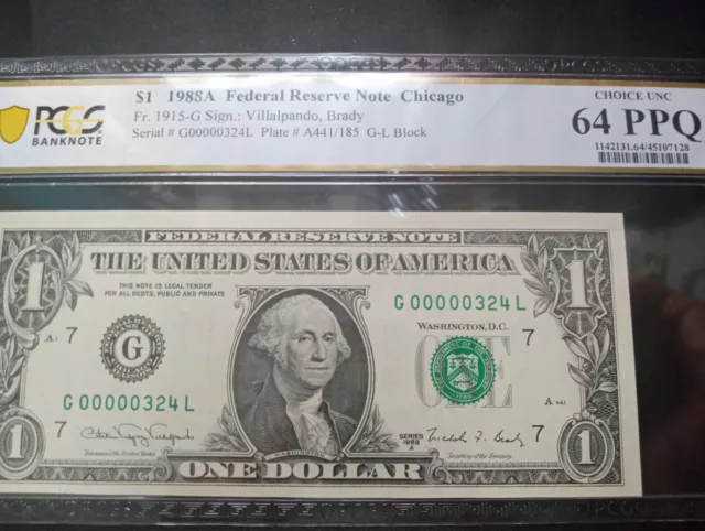 $1 Dollar bill 1988A low serial number ,birthday Uncirculated certificate...