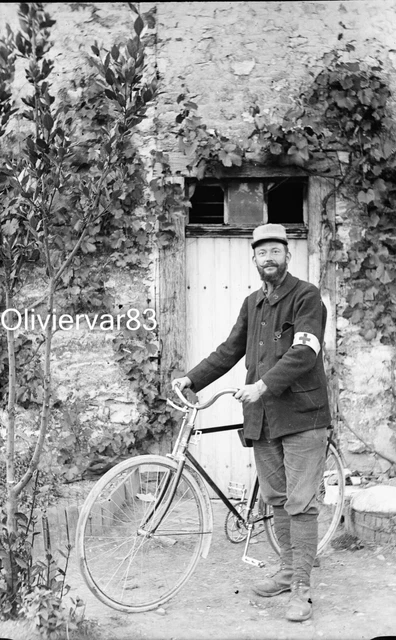 12x9 Photo Negative Glass Plate - Military of 3 with Red Cross Armbracelet