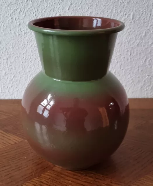 Tolle große emaillierte Art Deco Vase - grün violetter Farbverlauf um 1930