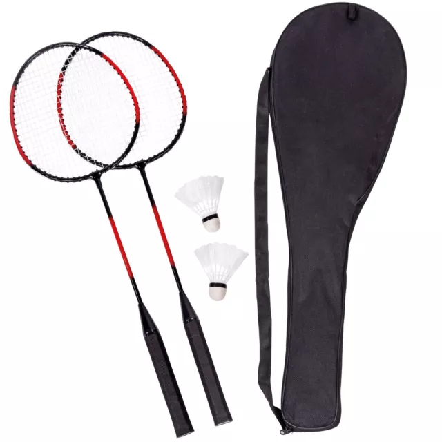 2x Badminton Schläger mit 2 x Federbälle Tasche Federball Set Badmintonschläger