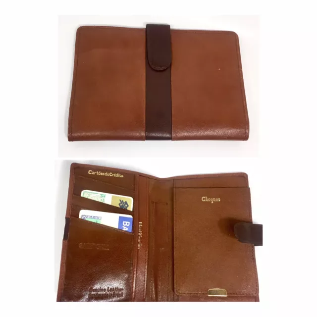 VTG Saint Gall Brazilian Leather Bifold Wallet Planner Notes Two Tone Brown NOS