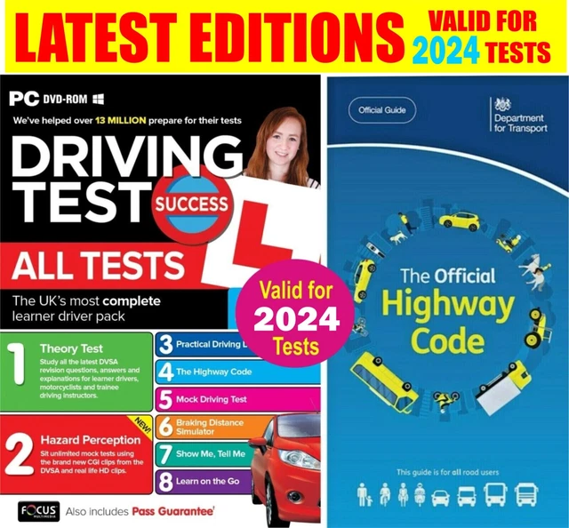 2024 Driving Theory Test & Hazard + Highway Code Book. CD/DVD ROM