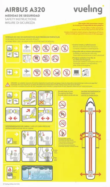 Vueling (Spain) - Airbus A320 - V2/16 - Safety Card - Consignes De Securite