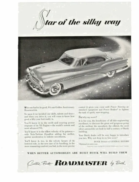 1953 Buick Roadmaster Star of the Silky Way Custom Built Car Vintage Print Ad