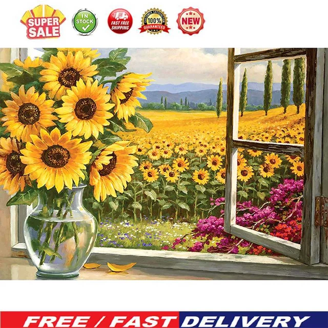 (DB5300) 5D Diamante Cuadrado Diamante Girasol Kit de Pintura Diamante Estrás Kit