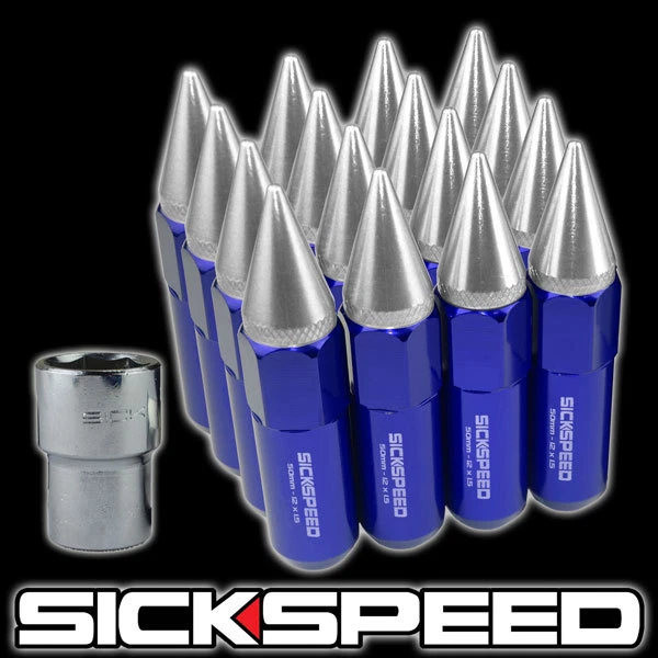 Sickspeed 16 PC Bleu / Poli Dopés 60MM Étendu Verrouillage Écrou Écrous 1/2x20