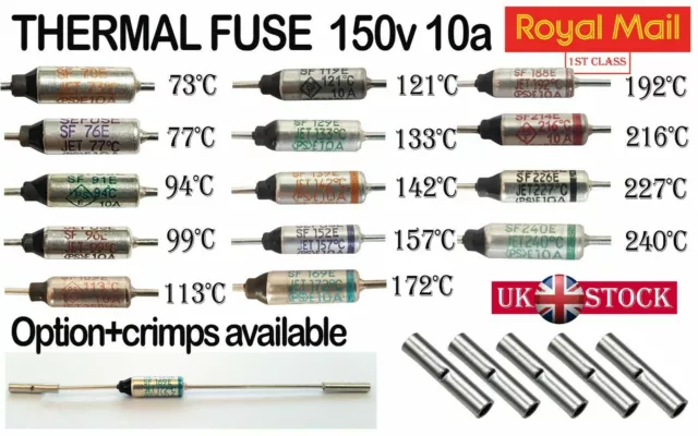 2,5 pcs THERMAL  CUTOFF FUSES  SF 250V 10A   73°C-240°C  SAME DAY DISPATCH