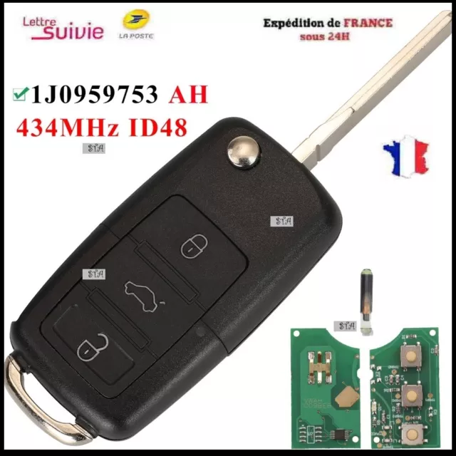 Clé générique Vierge ID48 Vw Golf Passat Polo  Skoda 1J0959753AH 100% Testé