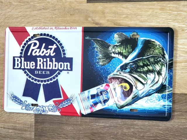 Pabst Blue Ribbon Cold Beer  Metal Sign Pbr Fishing Sign Mancave Garage Bar Beer 2