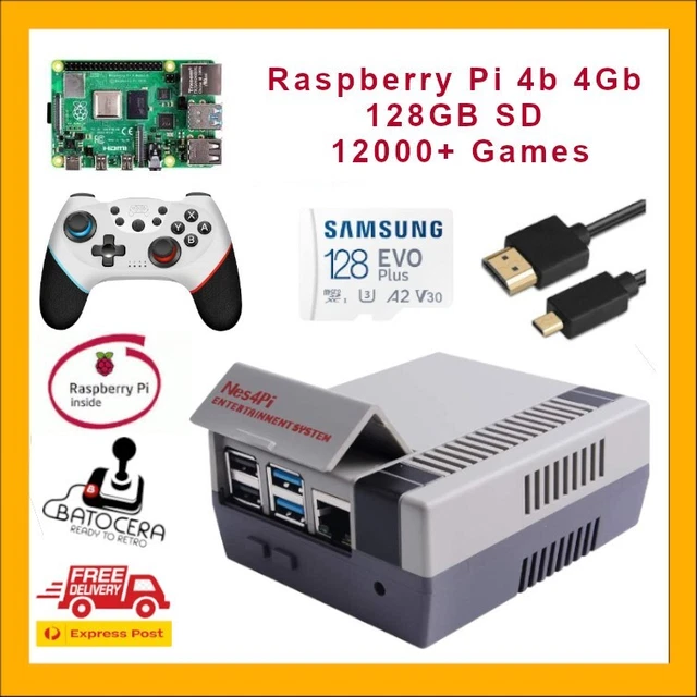 Raspberry Pi 4B Retro gaming Console Batocera 128GB  12000 Games Wireless