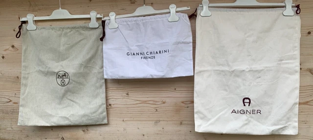 3er Set Dustbags AIGNER HERMES GIANNI CHIARINI Edel Staubbeutel für Taschen NEU