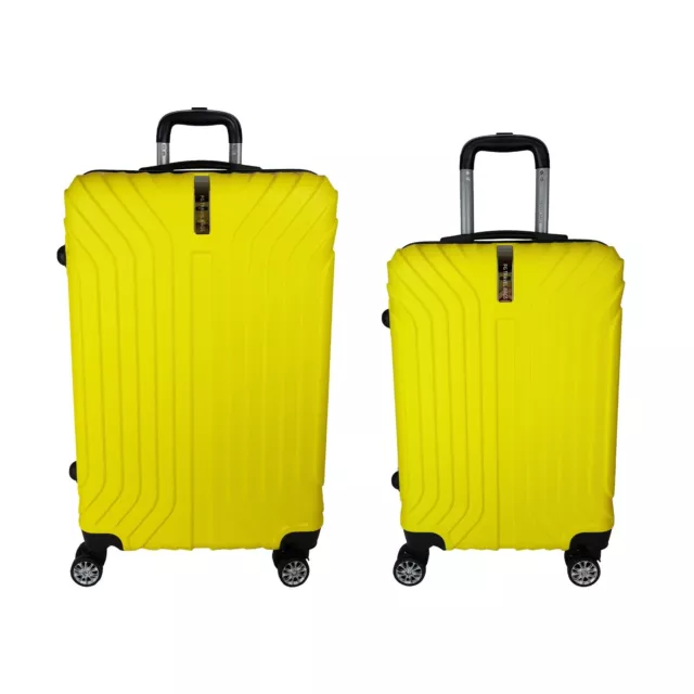 Valigia Set 2 pezzi Valigie Trolley Piccolo Medio  8 RUOTE GIALLO ABS RIGIDO