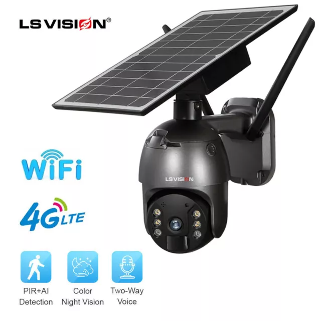 4G LTE WIFI Solar Security Camera System Wireless CCTV Outdoor 4MP with SIM Card