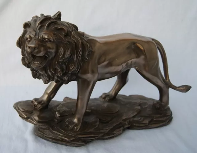 Bronze Colour Lion Figure Sculpture Statue BNIB