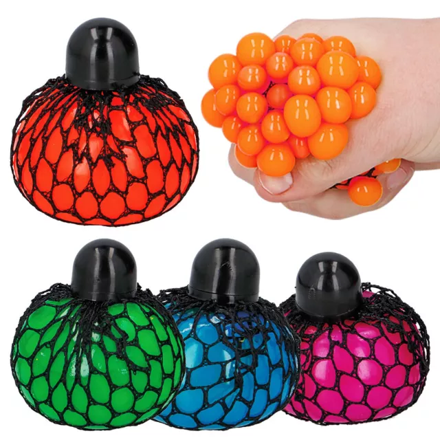 4 x Quetschball im Netz Antistressball Antistress Ball Squeeze Knautschball