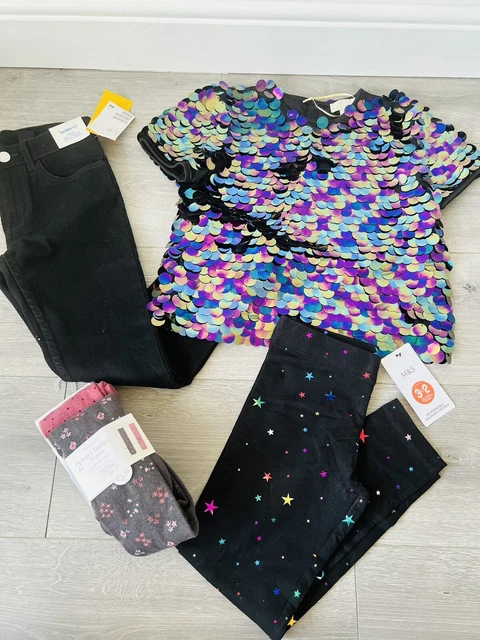 Girls Clothes Bundle Job Lot Size 6 7 8 Years Leggings Top Jeans Tights NEW