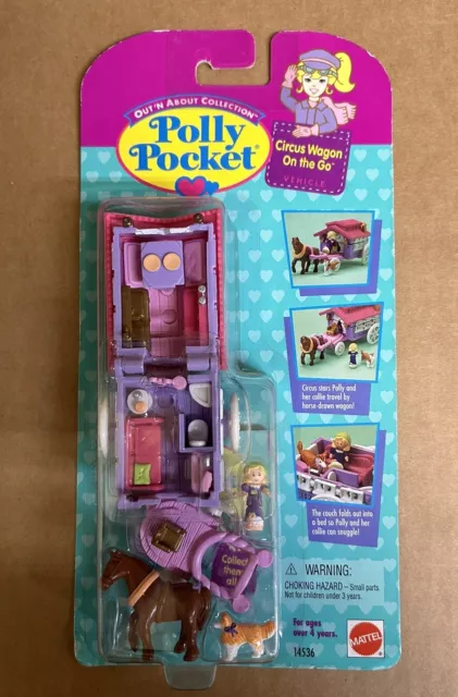 BRAND NEW Polly Pocket Out 'N About Circus Wagon On The Go 1995 Ages 4+