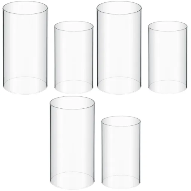 6 Pcs Tea Light Candle Stand Glass Cylinder Sleeve Shade Vase