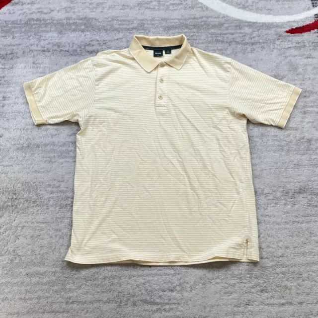 BOSS HUGO BOSS Polo Shirt Medium Beige Tan Casual Button Cotton Golf ...