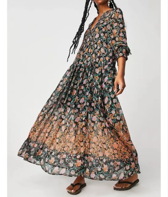 Free People “See It Through” NEW WITH TAGS  floral sheer maxi dress size Small