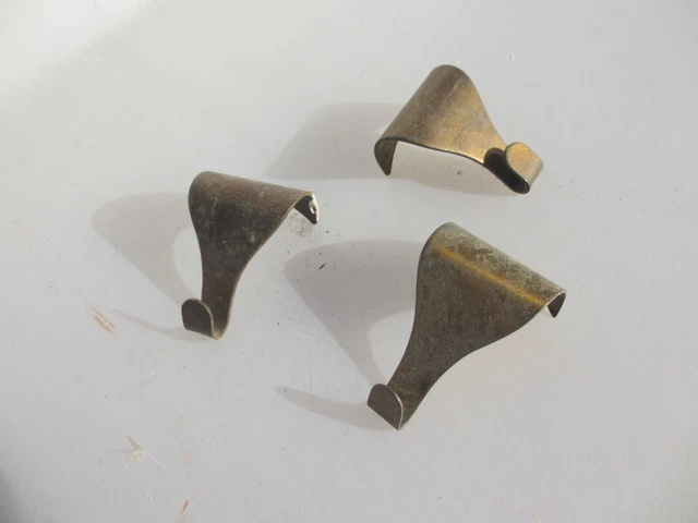 Vintage Brass Picture Rail Hook Moulding Hanging Antique Hooks Hangers Old x3