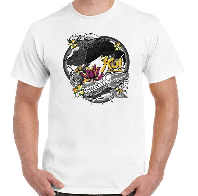 Koi Carpa T-Shirt Pesce Pesca Pescatore Yin And Yang Uomo Acquatico Stagno Amur