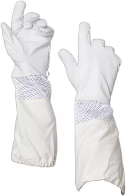 Forest Beekeeping Premium Goatskin Leather Beekeeper'S Glove with White Vent Lon