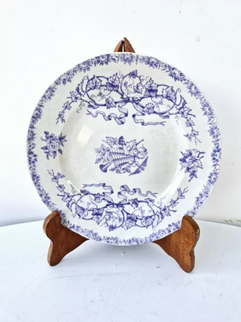 9 assiettes à dessert céramique HB Choisy le Roi modèle Louis XVI violet 19ème 3