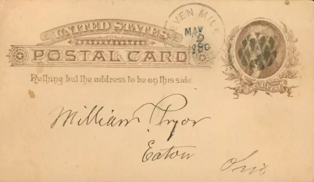 Vintage 1890 Postal Card Correspondence, Post marked Seven Mile