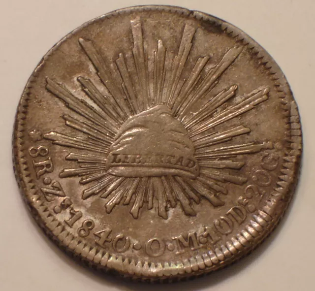 1840 Zs OM Silver 8 Reales of Mexico