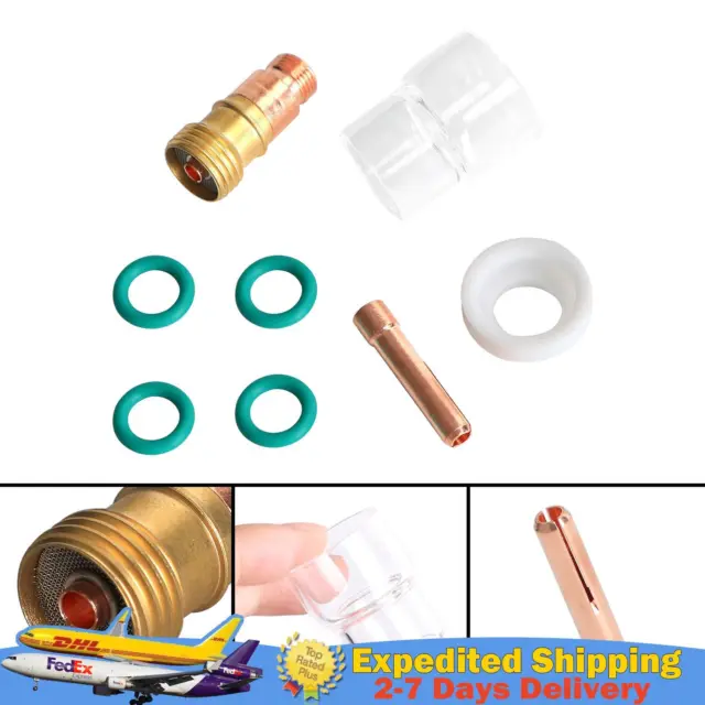 8Pcs Tig Welding Torch Stubby Gas Lens #12  Glass Cup Kit For Wp-17/18/26