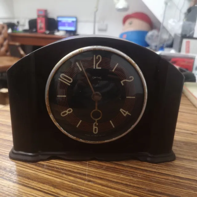 Beautiful 1940s 30s Vintage Smiths Art Deco Bakelite Shelf Clock GWO spares