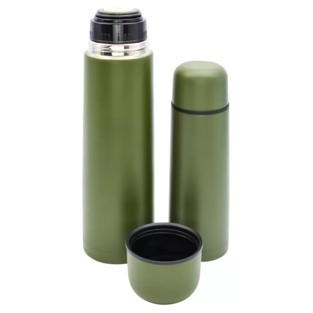 Thermosflasche Oliv Edelstahl Outdoor Thermoskanne Camping Isolierflasche Grün