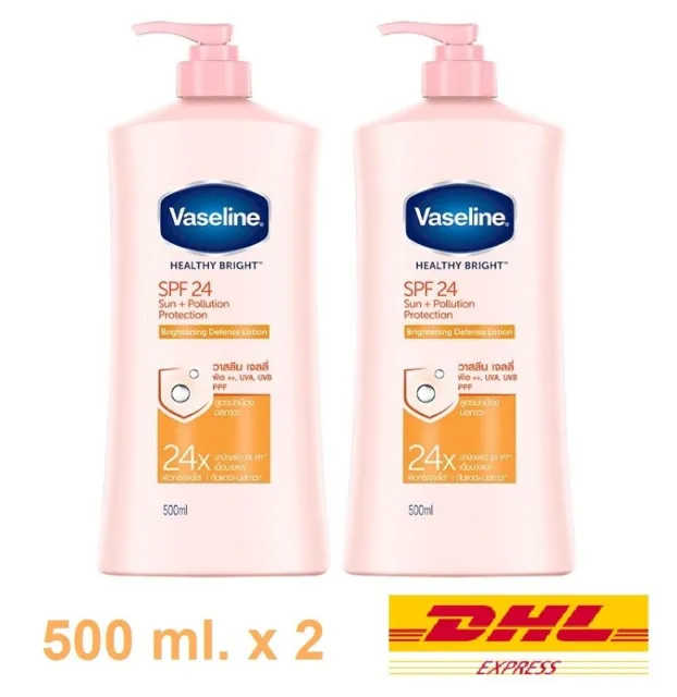 2 x Vaseline Body Lotion Healthy White SPF 24 PA++ Whitening Moisturizer 500 ml