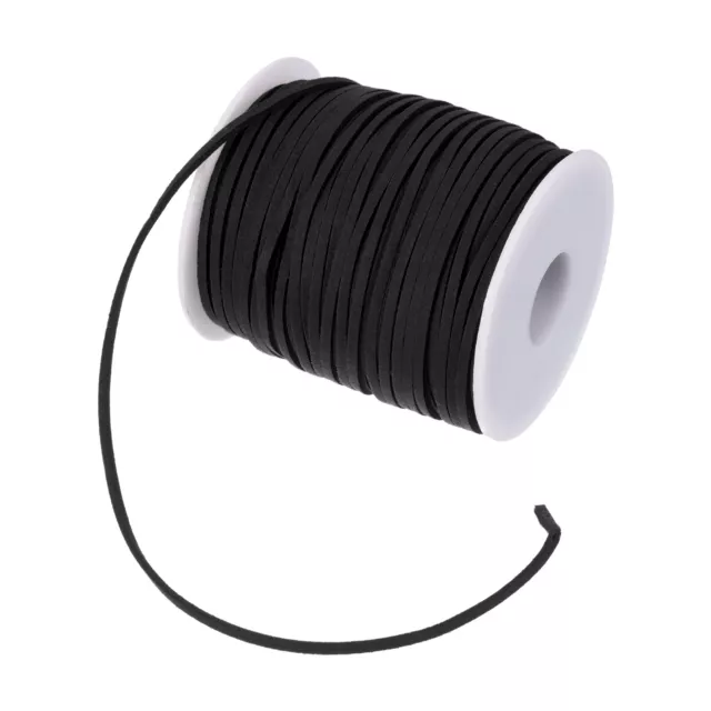 3mm 50 Yard Suede Cord with Roll Spool Flat Faux Leather Lace DIY Craft, Black