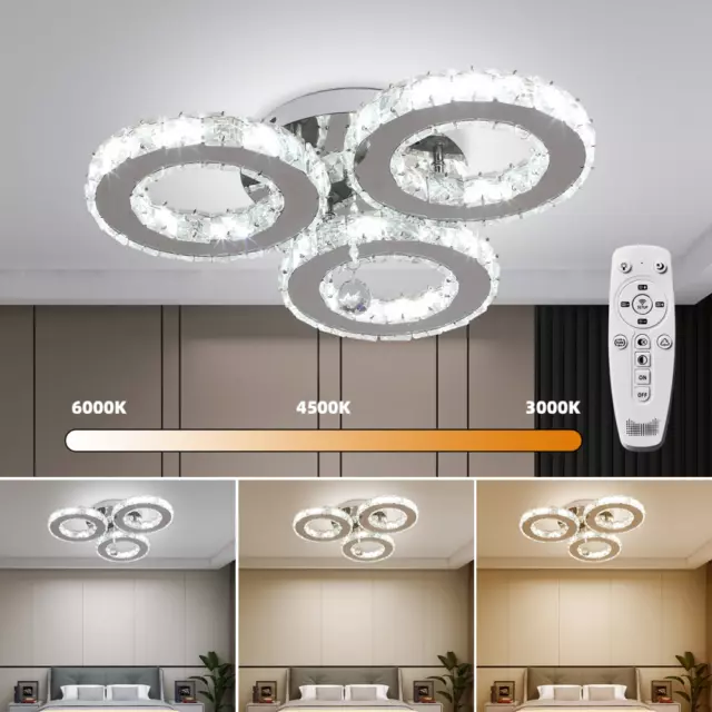 Ceiling Light Crystal Living Dinning Room Bedroom LED Chandelier Pendant Lamp UK