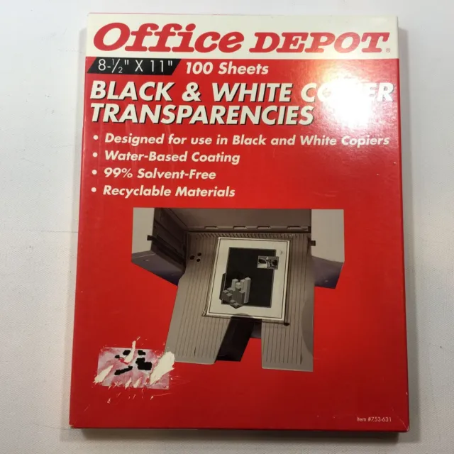 Office Depot Black & White Copier Clear Transparencies 8.5x11 14 Sheets Teaching